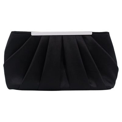 Womens Pleated Satin Evening Handbag Clutch