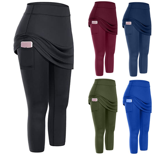 Tennis Skirted Women High Waist Leggings Pockets Elastic Sports Fitness Legging High Waist Jogging Pants Leggings Sportswear