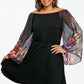 Plus Size Flower Printed Party Dress