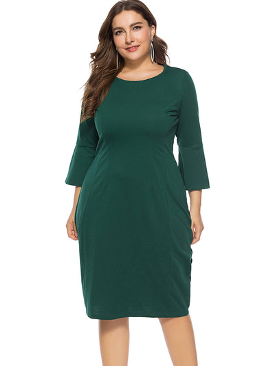 Plus Size Bell Sleeve Sheath Dress