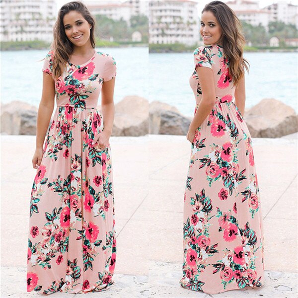 Women Floral Print Long Maxi Dress