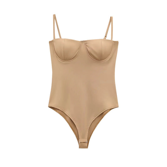 Fashionable Slim Fit Satin Feel Bodysuit Women