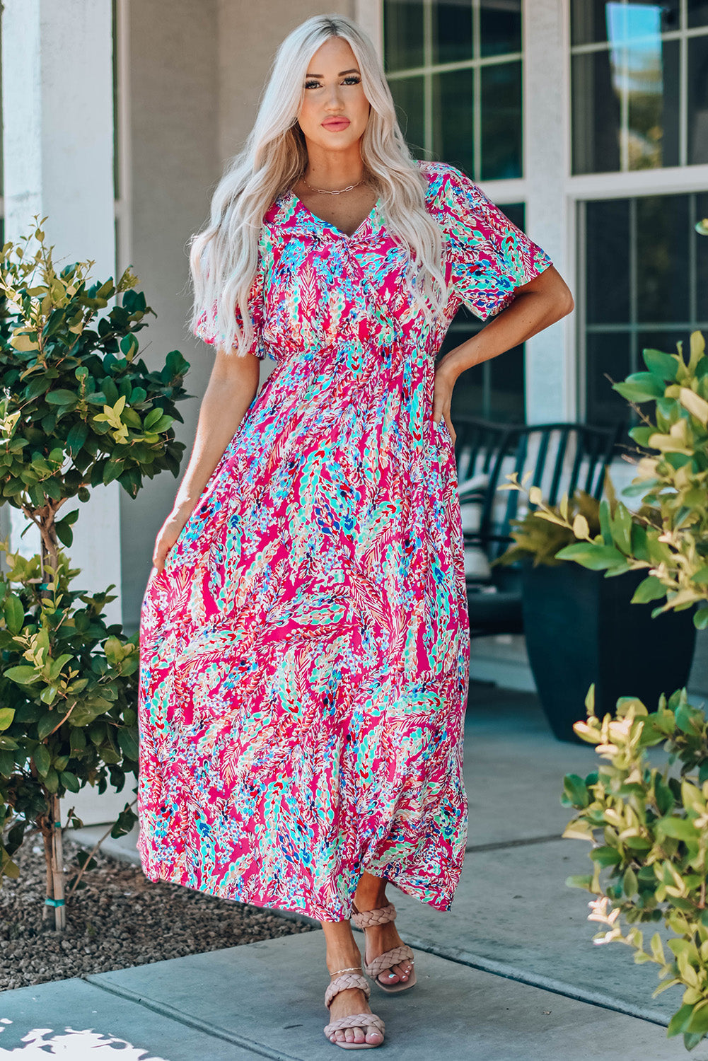 Mara v Neck Floral Dress