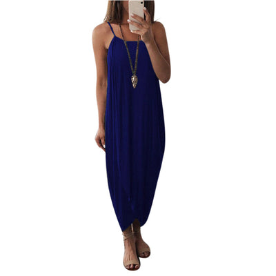 Women Airy Maxi Dress Solid Color Knitting Sleeveless Loose  for Summer Beach Party