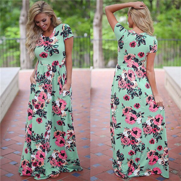 Women Floral Print Long Maxi Dress