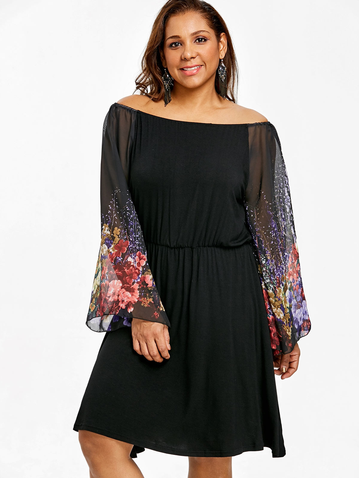 Plus Size Flower Printed Party Dress