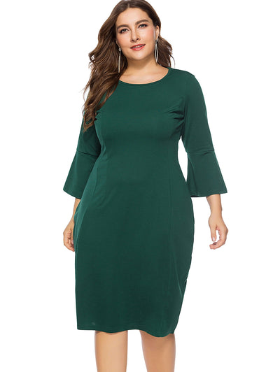 Plus Size Bell Sleeve Sheath Dress