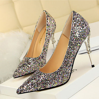 Stylish Good Quality Women Sandals Heel Hot Sale Glitter Sandals