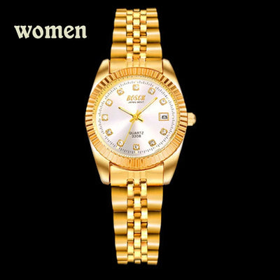 BOSCK Fashion Couples Wristwatches Mens Gold Luxury Brand