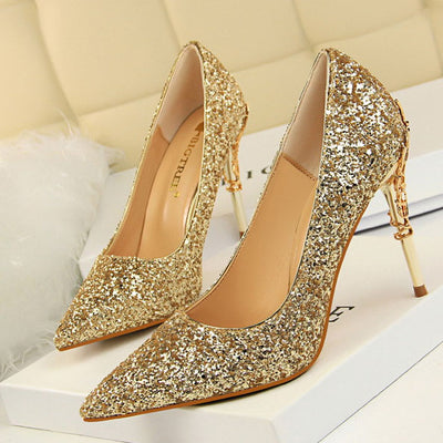 Stylish Good Quality Women Sandals Heel Hot Sale Glitter Sandals