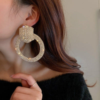 Fashion Earings for Women 2022 Convex Hexagonal Rhinestone