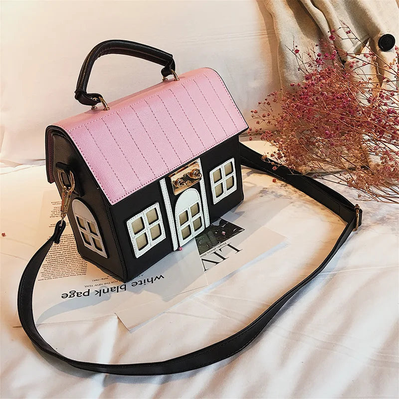 Personality House Shaped Leather Women Handbags