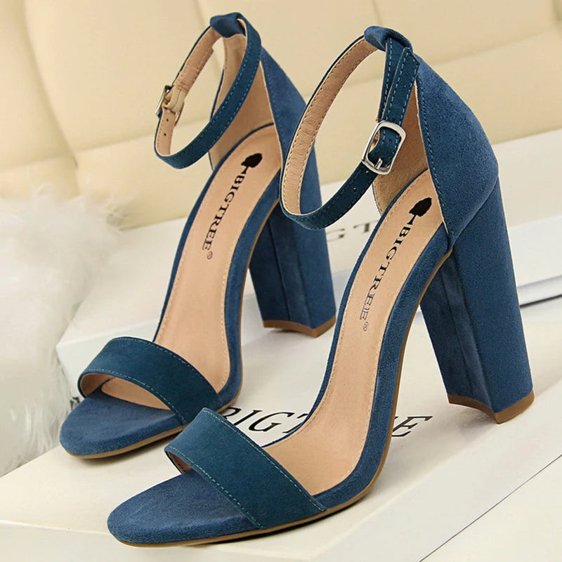 BIGTREE Shoes Summer Women Sandals Suede Sexy High Heels