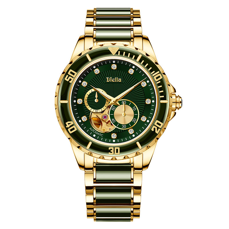 Diellea 6025 5Atm Waterproof Stainless Steel Case Jade Watch