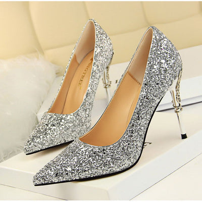 Stylish Good Quality Women Sandals Heel Hot Sale Glitter Sandals