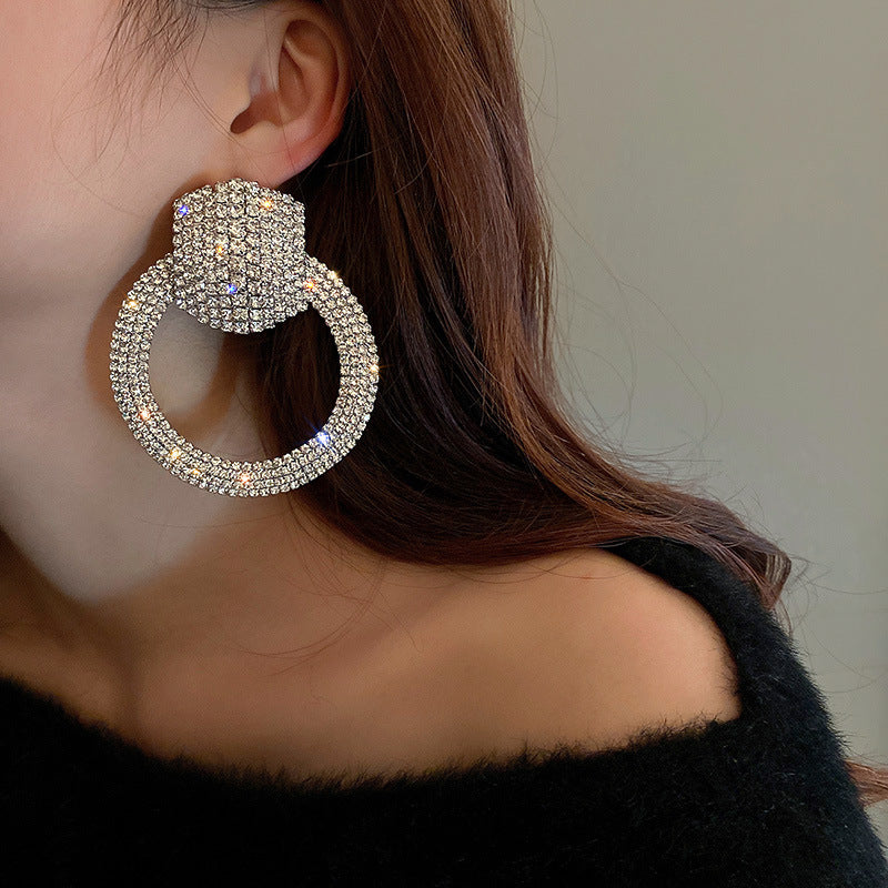 Fashion Earings for Women 2022 Convex Hexagonal Rhinestone