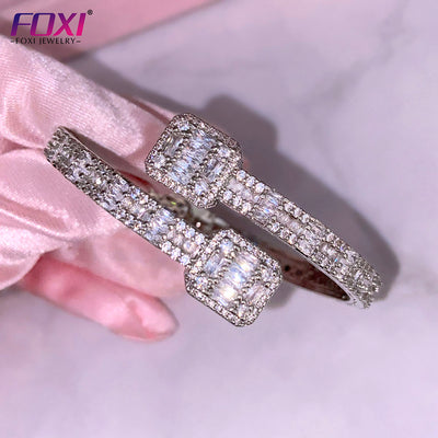 Drop Shipping Icy Baguette Cz Diamond Bangle Women Fashion