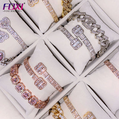 Drop Shipping Icy Baguette Cz Diamond Bangle Women Fashion