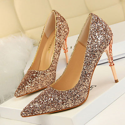 Stylish Good Quality Women Sandals Heel Hot Sale Glitter Sandals