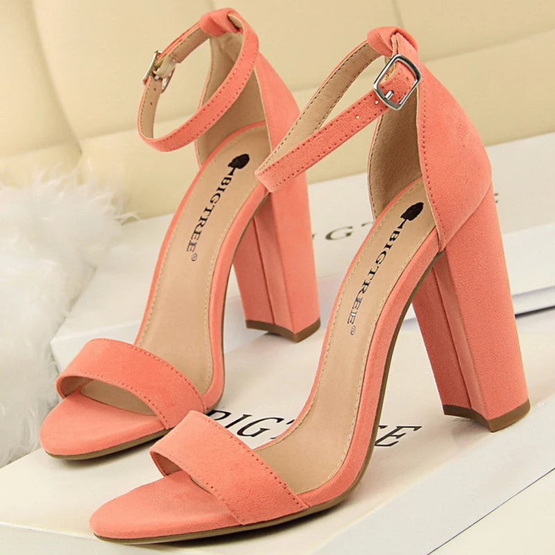 BIGTREE Shoes Summer Women Sandals Suede Sexy High Heels