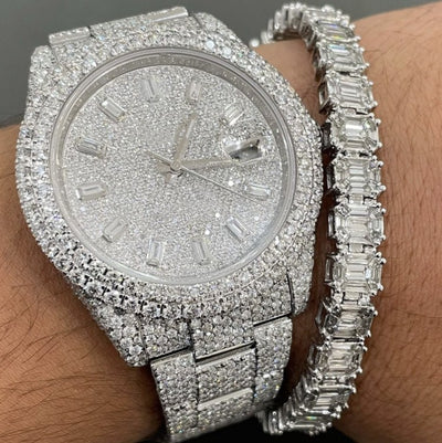 R Brand VVS Moissanite Diamond Women Men Moissanite Watch