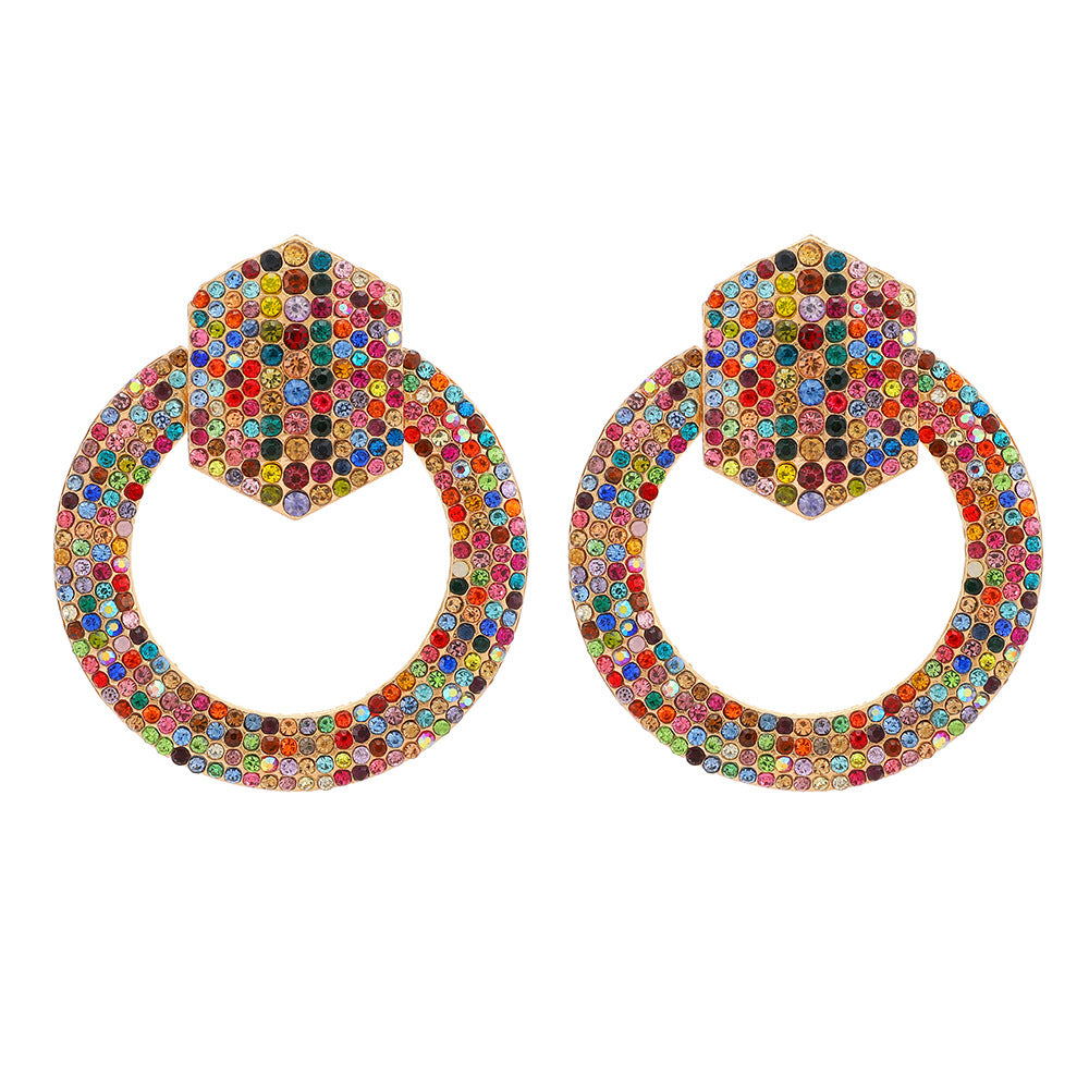 Fashion Earings for Women 2022 Convex Hexagonal Rhinestone