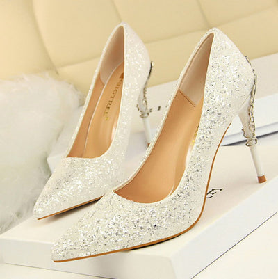 Stylish Good Quality Women Sandals Heel Hot Sale Glitter Sandals