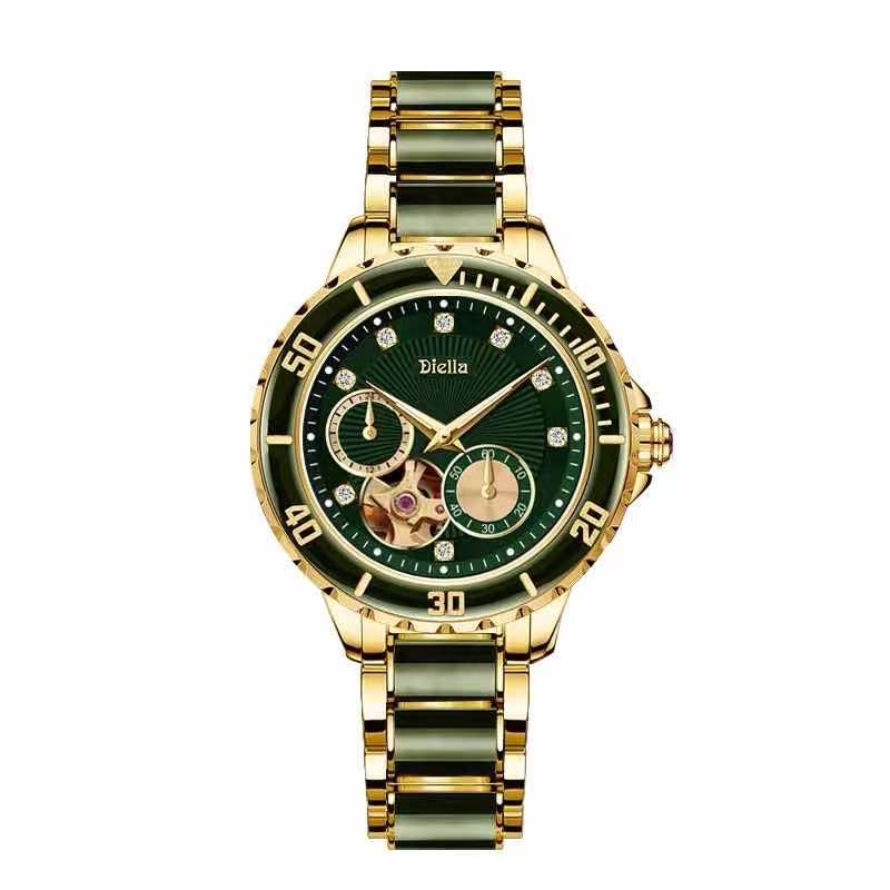 Diellea 6025 5Atm Waterproof Stainless Steel Case Jade Watch