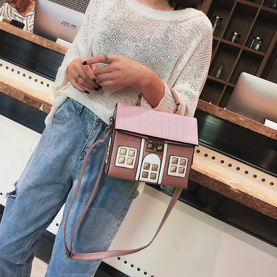 Personality House Shaped Leather Women Handbags