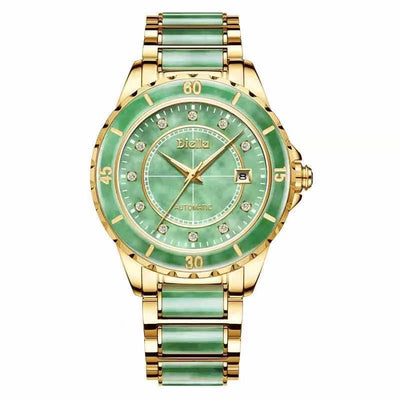 Diellea 6025 5Atm Waterproof Stainless Steel Case Jade Watch