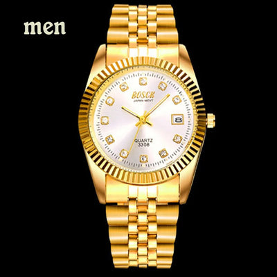 BOSCK Fashion Couples Wristwatches Mens Gold Luxury Brand