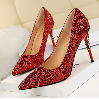 Stylish Good Quality Women Sandals Heel Hot Sale Glitter Sandals