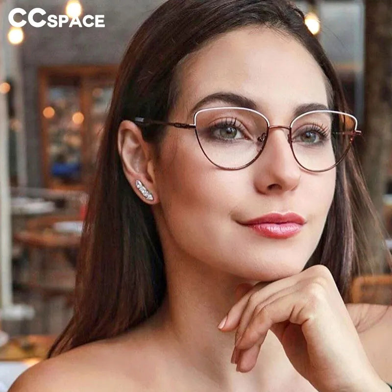 45969 Cat Eye Anti Blue Light Glasses Frames Retro Women Optical Fashion