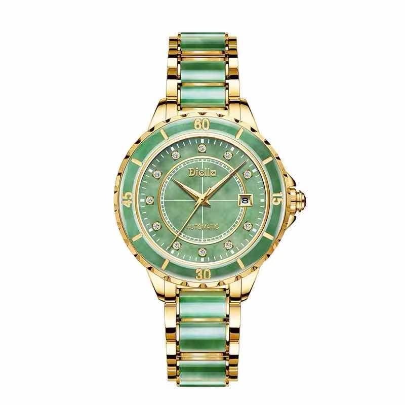 Diellea 6025 5Atm Waterproof Stainless Steel Case Jade Watch