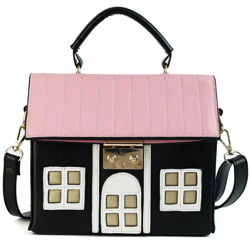 Personality House Shaped Leather Women Handbags