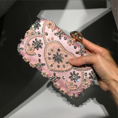 Evening Bag Diamond Woman Bag Handmade Colored Beaded Clutch Bag