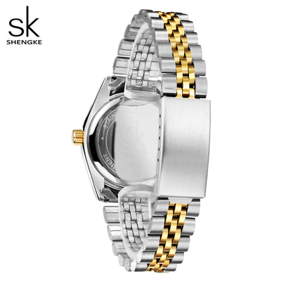 Shengke Stainless Steel Ladies Watch Classic Design Women Wristwatch