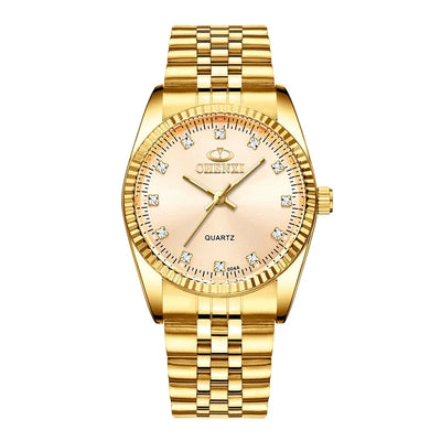 CHENXI Luxury Couple Watch Golden Fashion Stainless Steel Lovers