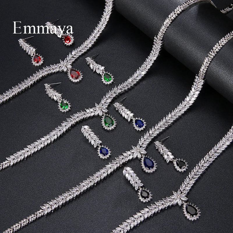 Emmaya Luxury AAA Cubic Zircon 4 Colors Water Drop Wedding Earrings