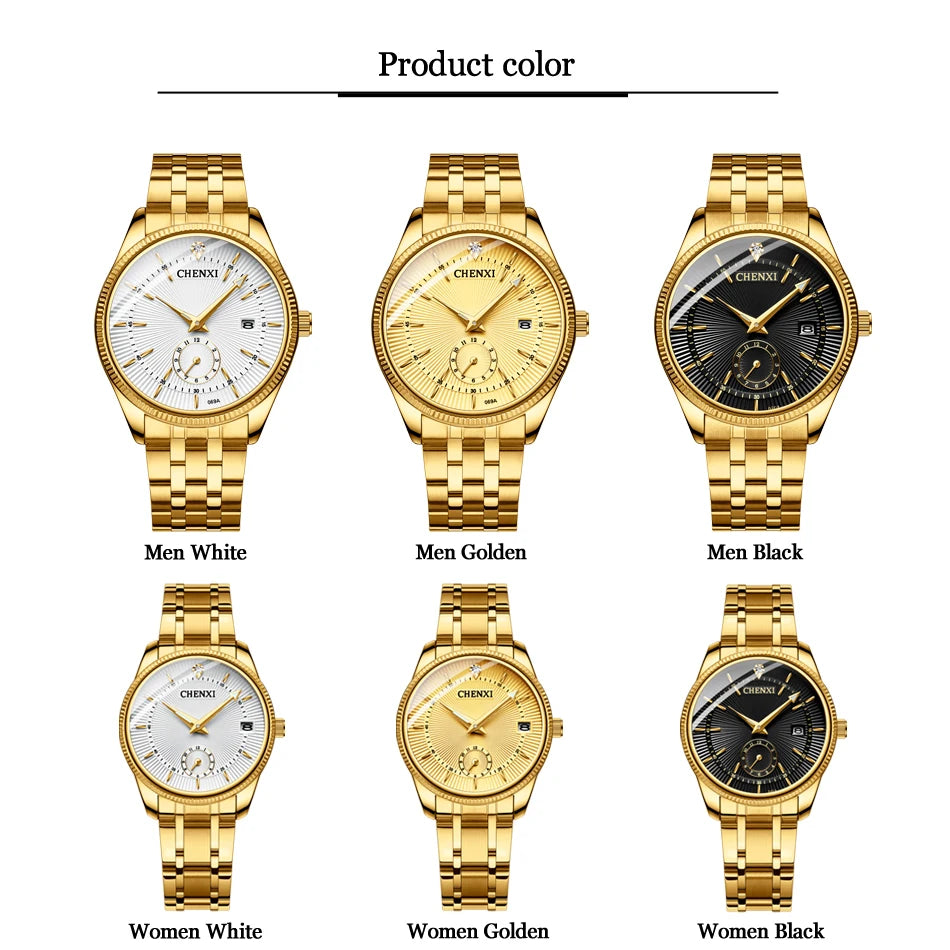 CHENXI Golden Wrist Watch Men Watches Lady Top Brand Luxury Quartz Wristwatch