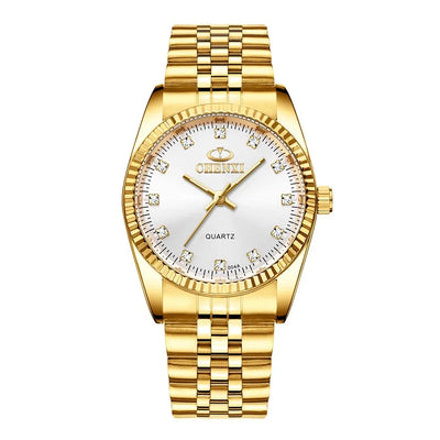 CHENXI Luxury Couple Watch Golden Fashion Stainless Steel Lovers Watch