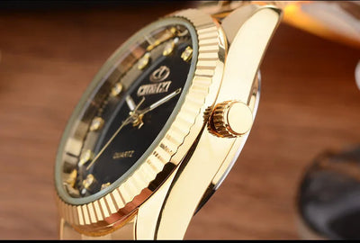 CHENXI Luxury Couple Watch Golden Fashion Stainless Steel Lovers