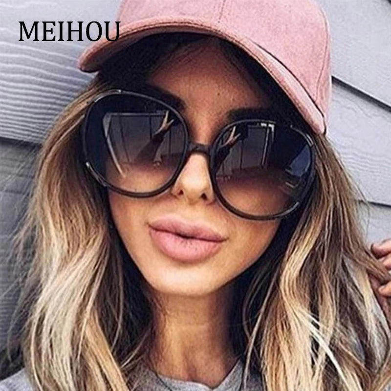 Luxury Round Sunglasses Woman Oversized Female Glasses