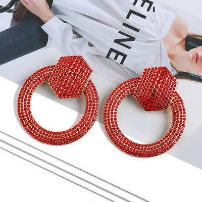 Fashion Earings for Women 2022 Convex Hexagonal Rhinestone