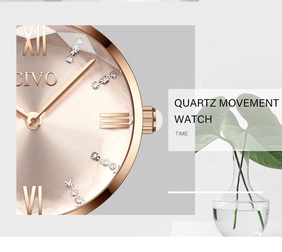 CIVO Luxury Top Brand Womens Watches Waterproof Quartz Watch