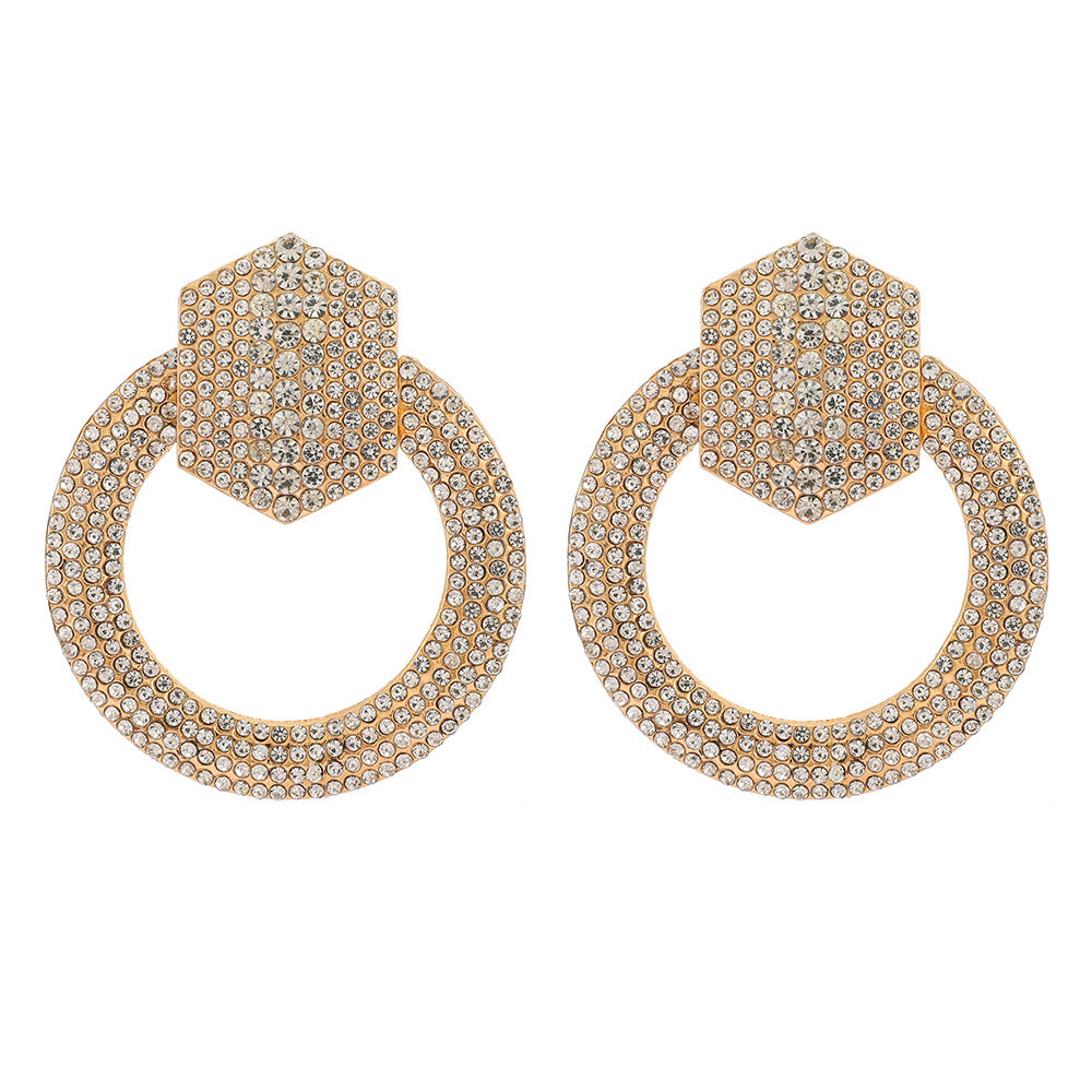 Fashion Earings for Women 2022 Convex Hexagonal Rhinestone