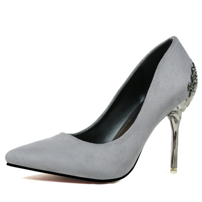 Suede Metal Thin Heel Shoes Women Heels