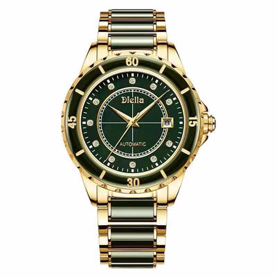 Diellea 6025 5Atm Waterproof Stainless Steel Case Jade Watch