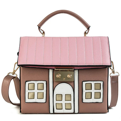 Personality House Shaped Leather Women Handbags