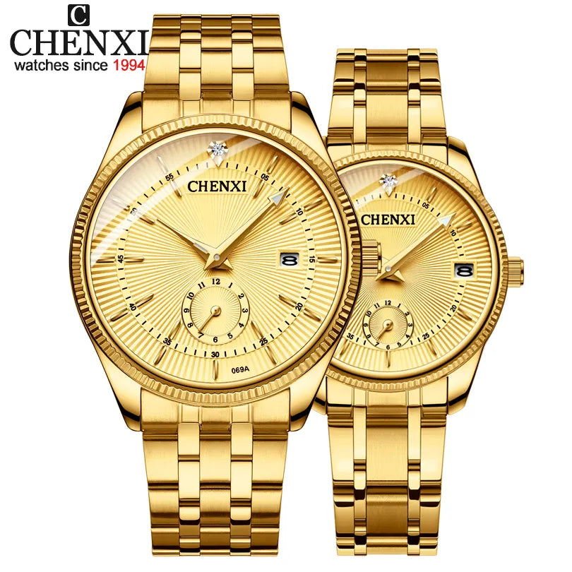 CHENXI Golden Wrist Watch Men Watches Lady Top Brand Luxury Quartz Wristwatch